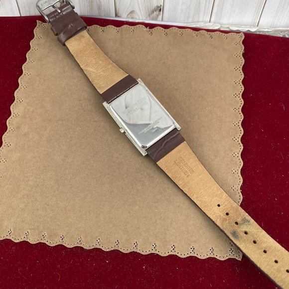 Kenneth Cole Signature Watch Silver Tone Brown Leather Band - Picture 8 of 9